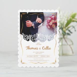 Invitación a la elegante y clásica Boda de Oro