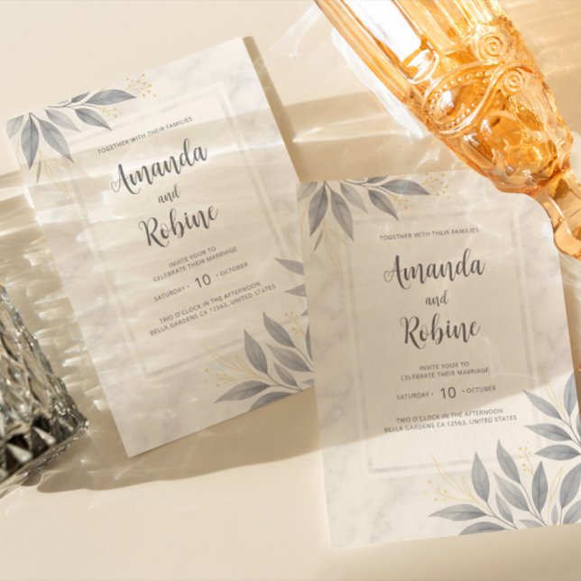 Invitación a la elegante y moderna boda de mármol (Subido por el creador)