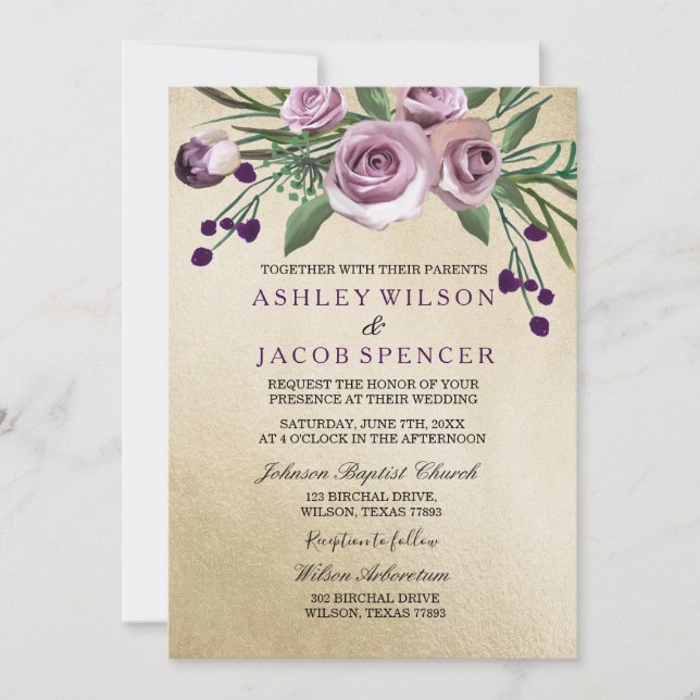 Invitación a la elegante y moderna Boda de Oro (Anverso)