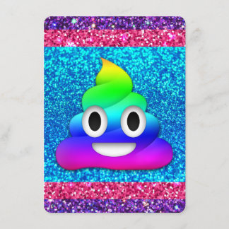 Invitación a la emoji de popó purpurina arcoiris