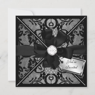 Invitación a la encaje floral con aroma de diamant