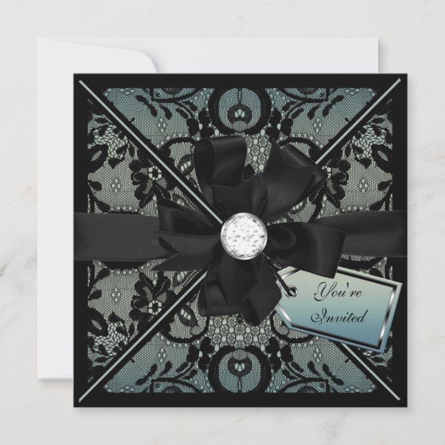 Invitación a la encaje floral con aroma de diamant (Anverso)