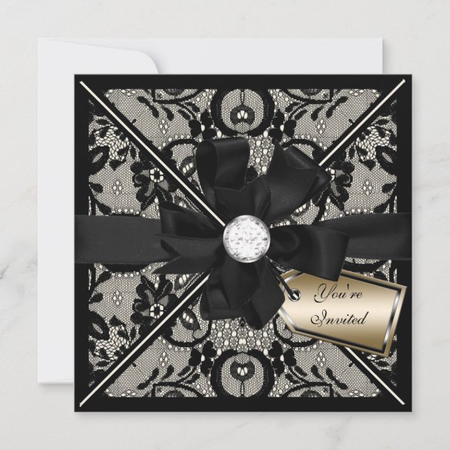 Invitación a la encaje floral con aroma de diamant (Anverso)