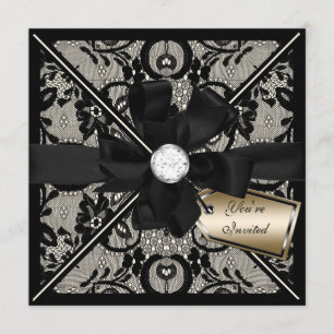 Invitación a la encaje floral con aroma de diamant