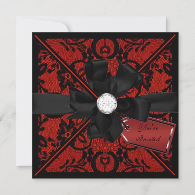 Invitación a la encaje floral con aroma de diamant (Anverso)