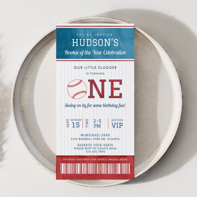Invitación a la entrada de beisbol Rookie de prime (Baseball Rookie of the Year Birthday Invitation)