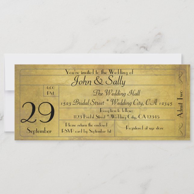Invitación a la entrada de Boda de estilo antiguo  (Anverso)