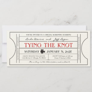 Invitación a la entrada de Boda de tema de películ
