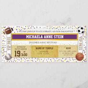 Invitación a la entrada del Bat Mitzvah Sports Tha