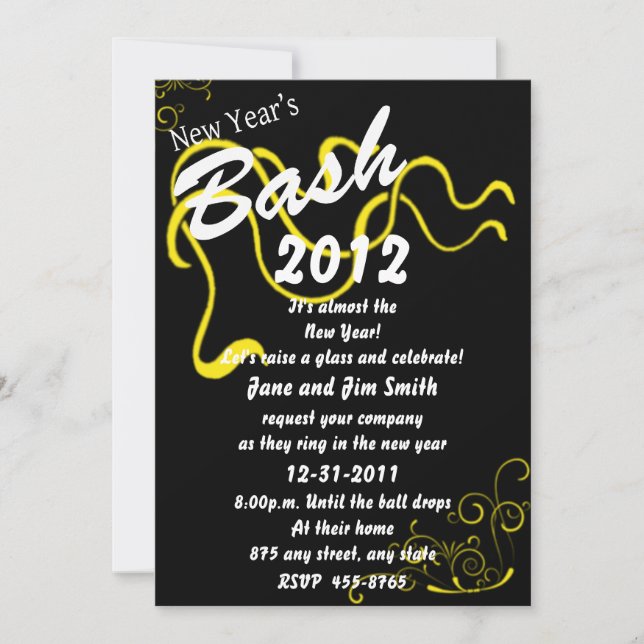 Invitación a la erupción de Año Nuevo amarillo (Anverso)