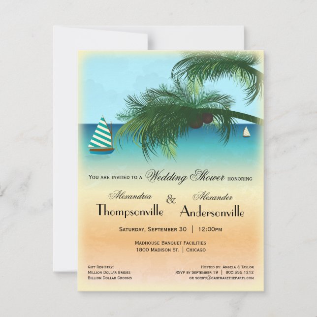 Invitación a la escena de Serene Beach inspirada e (Anverso)
