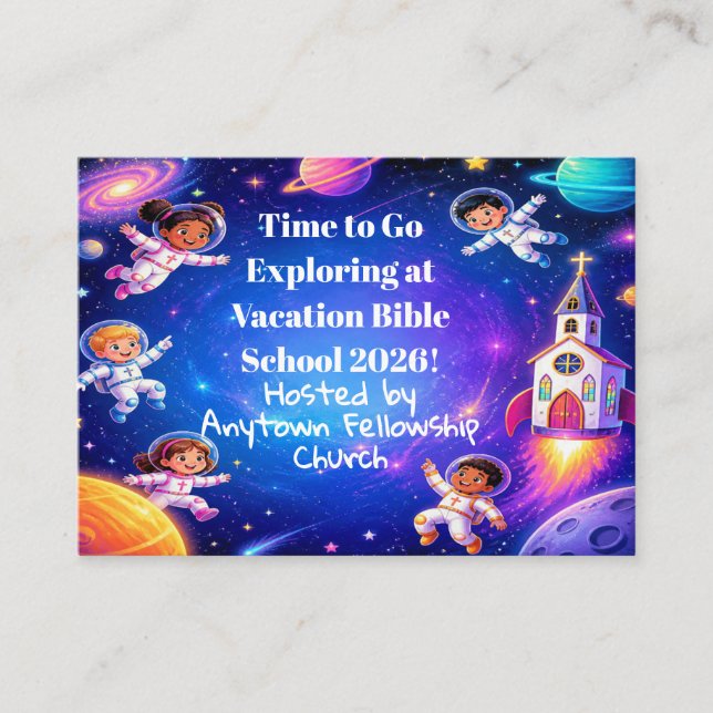 Invitación a la Escuela Bíblica de Vacaciones Expl (Anverso)