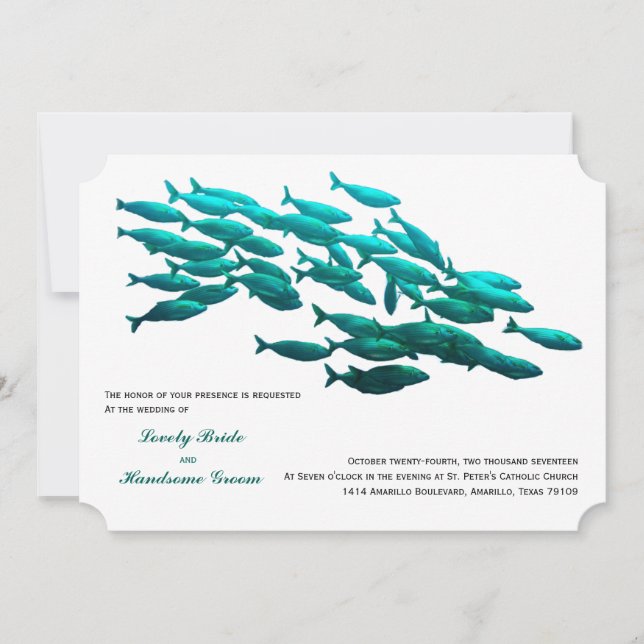 Invitación a la escuela de casamiento de peces (Anverso)