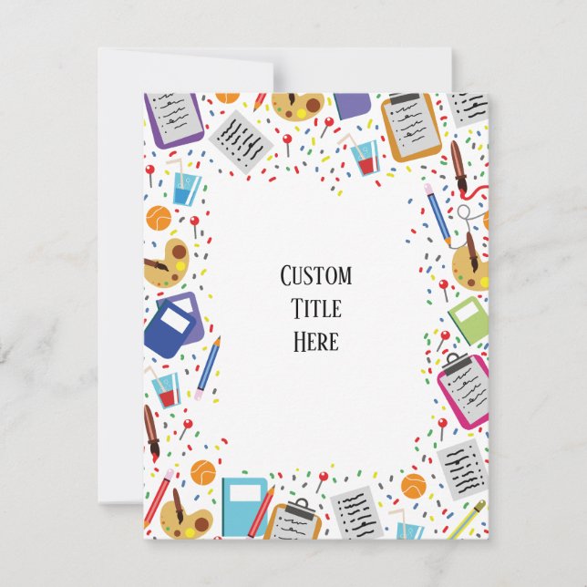 Invitación a la escuela de personalizados (Anverso)