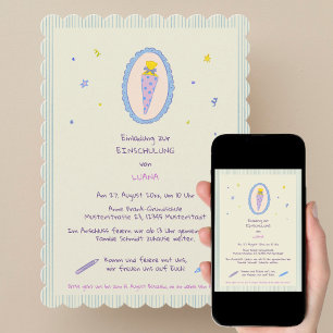 Invitación a la escuela para niñas pintada a mano