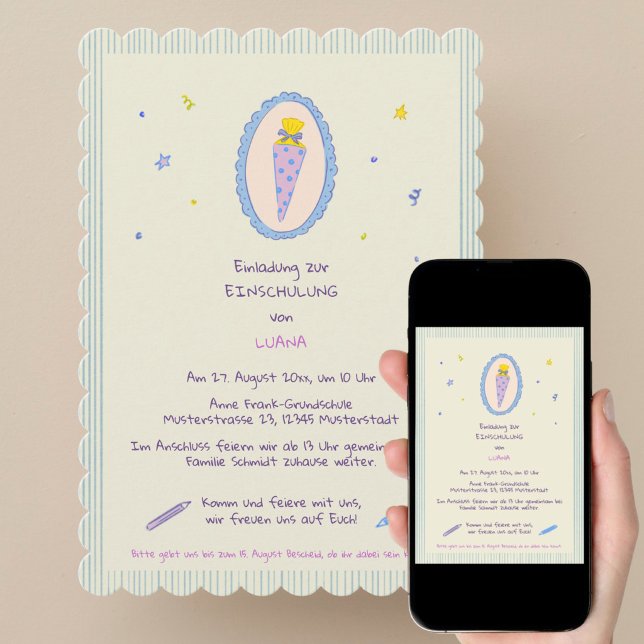Invitación a la escuela para niñas pintada a mano (Subido por el creador)