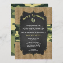 Invitación a la espoleta de bebé verde camuflaje