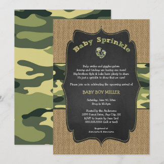 Invitación a la espoleta de bebé verde camuflaje