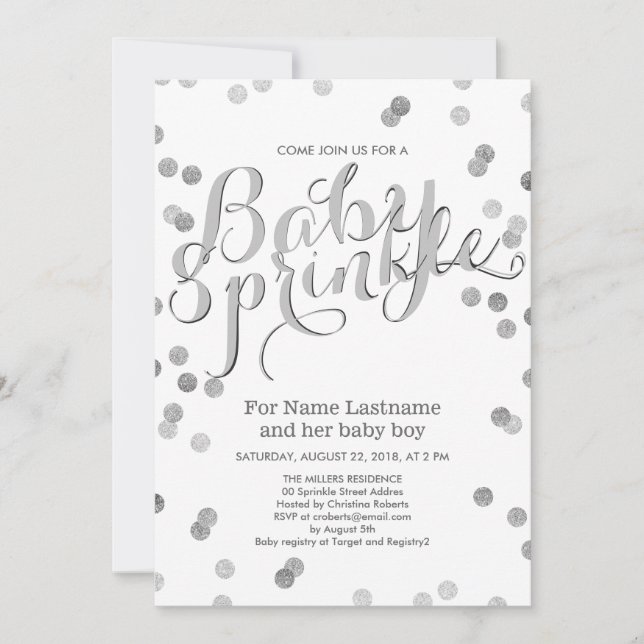 Invitación a la espoleta moderna de bebé de faux S (Anverso)