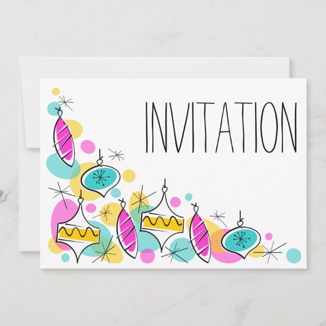 Invitación a la esquina de los baubles de árbol re (Anverso)