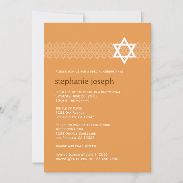 Invitación a la estrella brillante Bat Mitzvah (Anverso)