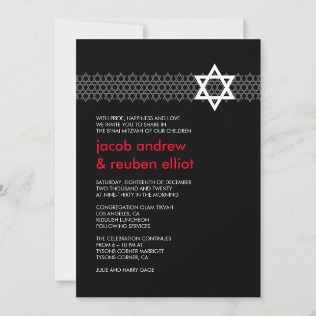 Invitación a la estrella brillante B'nai Mitzvah (Anverso)