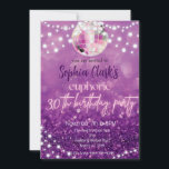 Invitación a la euforia de cumpleaños 30 Purpurina<br><div class="desc">Esta moderna invitación a la fiesta de 30 años marcará la pauta para el fiesta perfecto.</div>