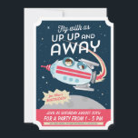 Invitación a la explosión de cumpleaños<br><div class="desc">Aburrido cohete en el espacio estilo retro niños fiesta de cumpleaños invita</div>