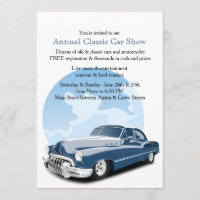 Invitación a la exposición clásica de automóviles