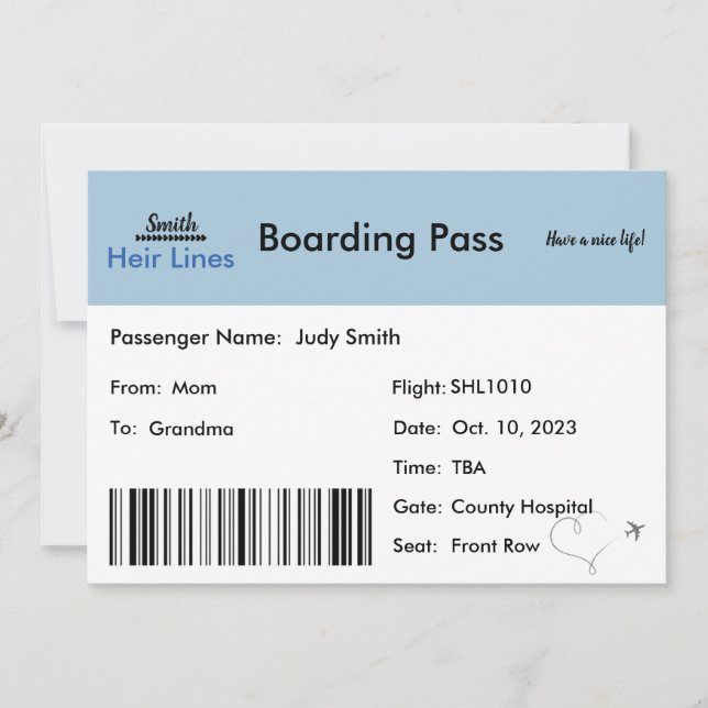 Invitación a la familia por el embarazo en el bill (Anverso)