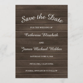 Invitación a la fecha, fondo maderero rústico