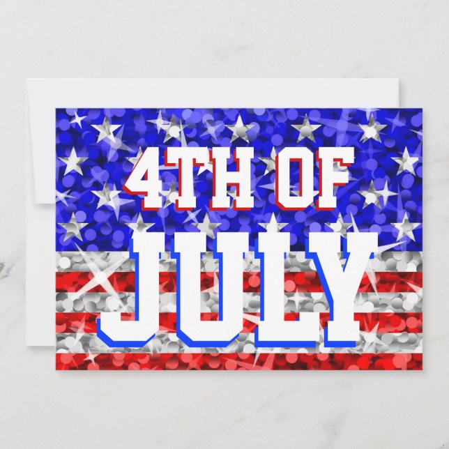 Invitación a la fiesta '4 de julio' de Glitz USA (Anverso)