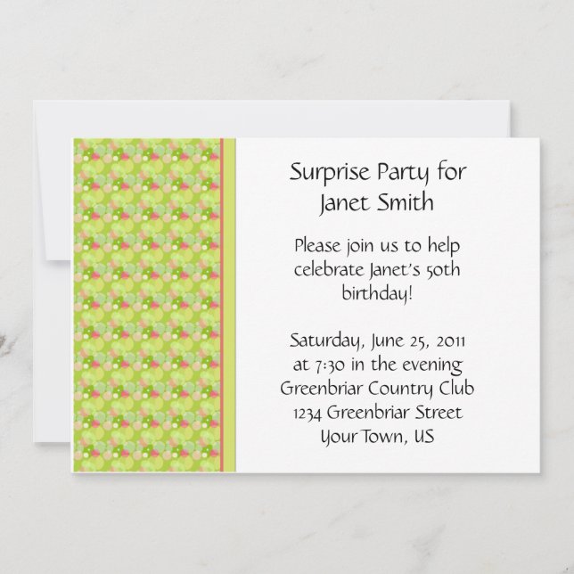 Invitación a la fiesta amarilla y rosa (Anverso)