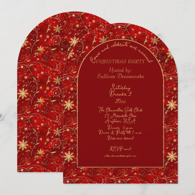 Invitación a la fiesta anual de Navidad corporativ (Anverso / Reverso)