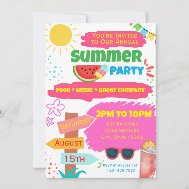 Invitación a la Fiesta Anual de Verano (Anverso)