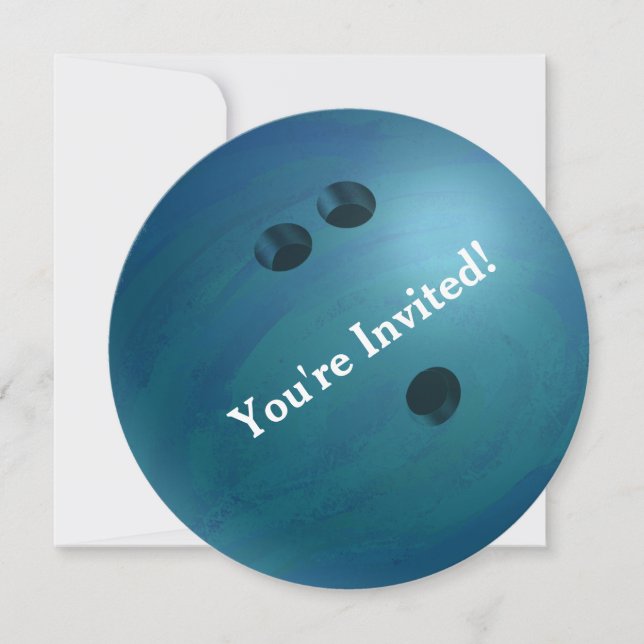 Invitación a la fiesta azul de boliche (Anverso)