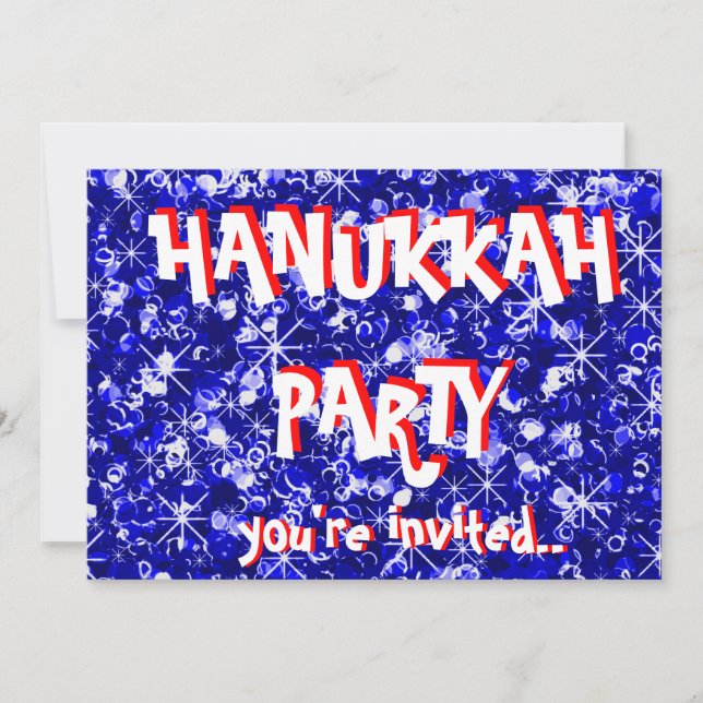 Invitación a la fiesta azul de Hanukkah (Anverso)