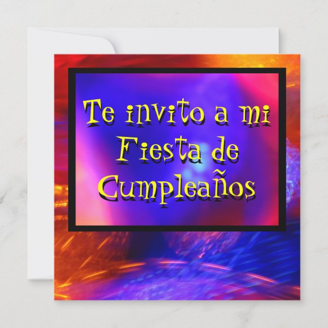 Invitación a la Fiesta Azul y Naranja (Anverso)