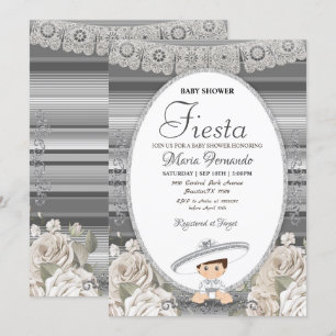 Invitación a la Fiesta Baby Shower Charro de plata