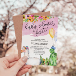Invitación a la Fiesta Baby Shower de Llama y Cact