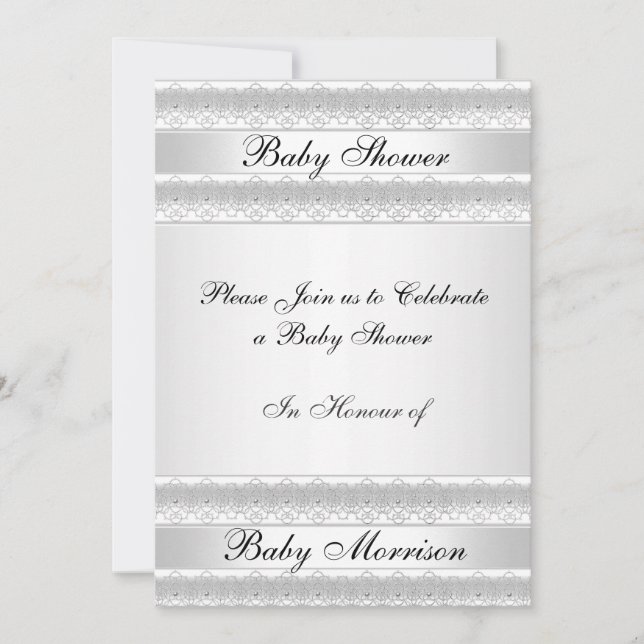 Invitación a la fiesta Baby Shower dulce blanco (Anverso)
