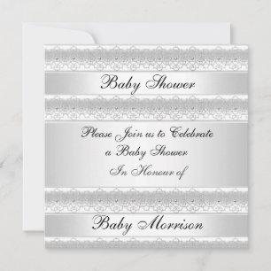 Invitación a la fiesta Baby Shower dulce blanco