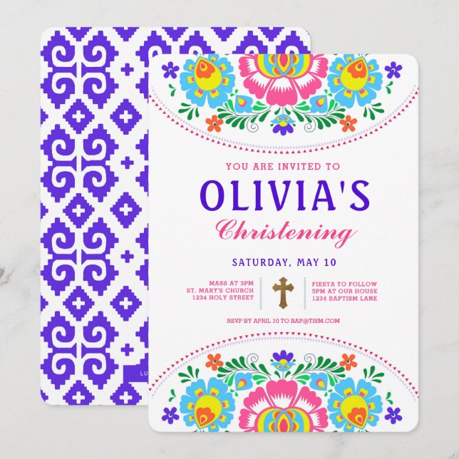 Invitación a la Fiesta Christening (Anverso / Reverso)