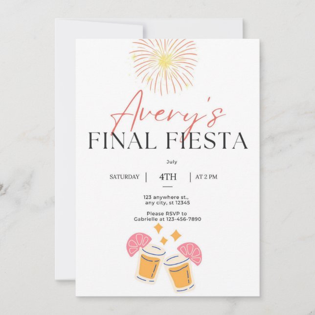 Invitación a la fiesta clásica de la soltera con d (Anverso)