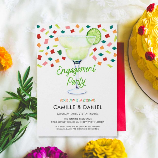 Invitación a la Fiesta Comprometida Mexicana (Fiesta Engagement Party Invitation)