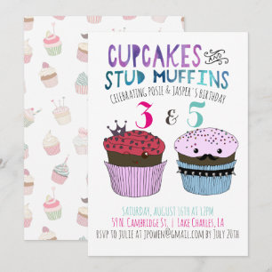 Invitación a la fiesta conjunta Cupcake & Stud Muf