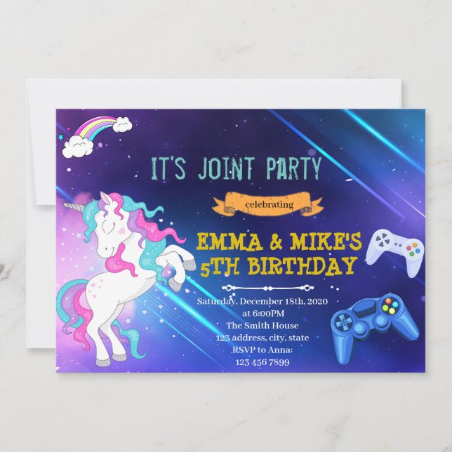 Invitación a la fiesta conjunta de juegos de Unico (Anverso)