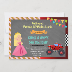 Invitación a la fiesta conjunta de princesa y cami