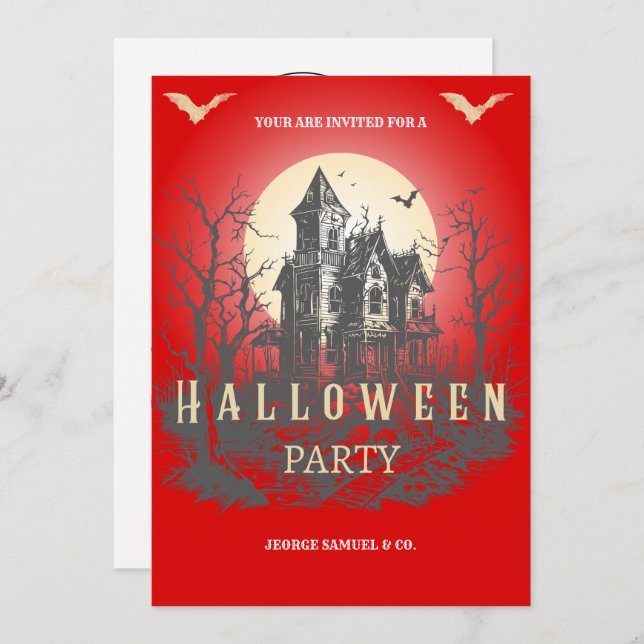 Invitación a la fiesta corporativa de Halloween |  (Anverso / Reverso)