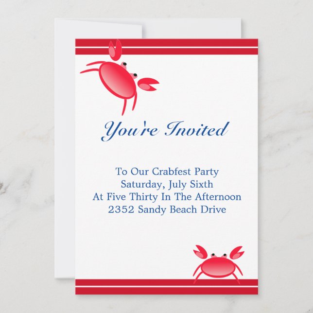Invitación a la fiesta Crabfest (Anverso)